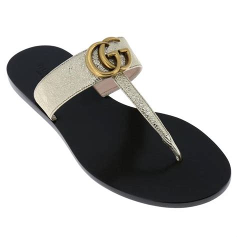 gucci gold flat sandals|Gucci transparent slides.